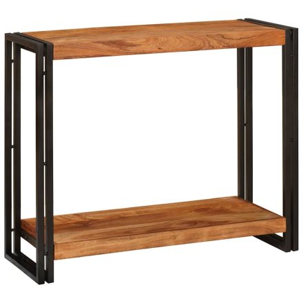 vidaXL Konzolasztal polcokkal Barna 90 x 33 x 75 cm tömör akácfa