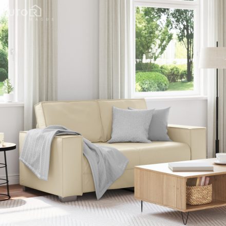 vidaXL Kétszemélyes kanapé Krém 120 cm Műbőr