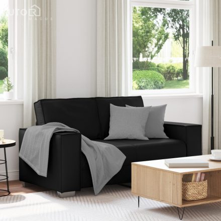 vidaXL Kétszemélyes kanapé Fekete 120 cm Műbőr