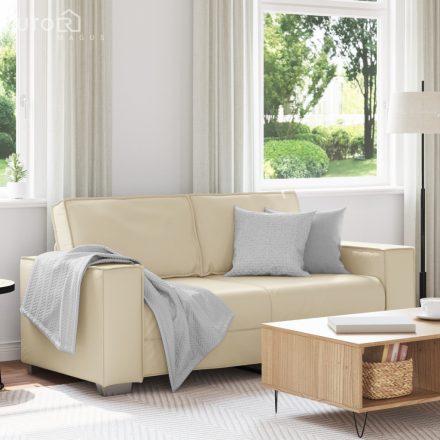 vidaXL Kétszemélyes Kanapé Krém 140 cm Műbőr