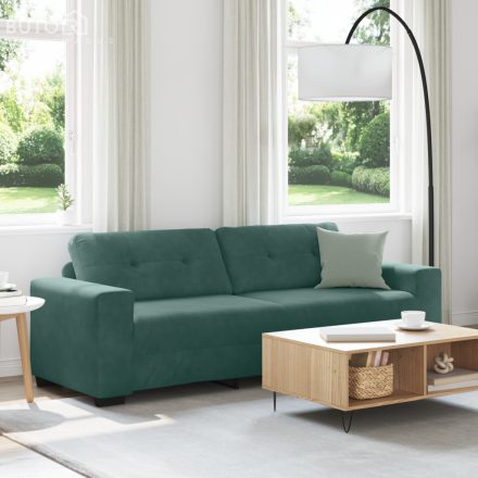vidaXL 3 Fős Kanapé Sötétzöld 180 cm Bársony