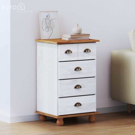 vidaXL Fiókos Szekrény fiókkal Fehér 45.8 x 40 x 79 cm Tömör fenyőfa