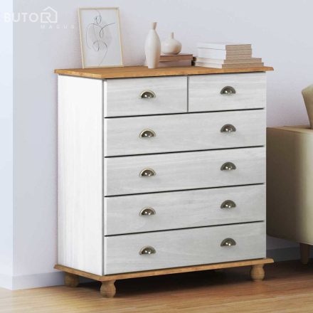 vidaXL Fiókos Szekrény fiókkal Fehér 91 x 40 x 95.5 cm Tömör fenyőfa