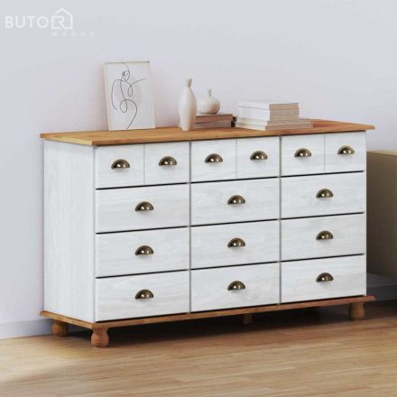 vidaXL Fiókos Szekrény fiókkal Fehér 79 x 40 x 133.5 cm Tömör fenyőfa