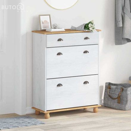 vidaXL Cipőszekrény fiókkal Fehér 85 x 35 x 108 cm Tömör fenyőfa