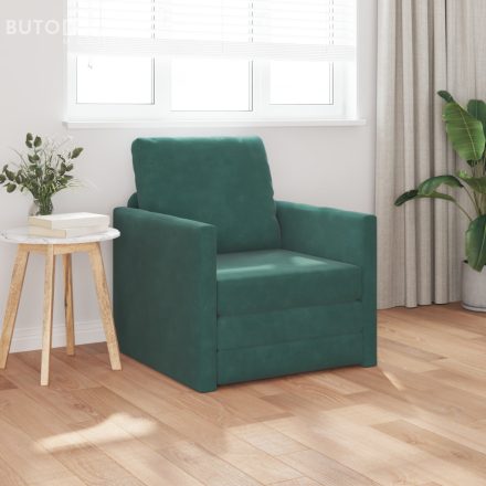 vidaXL Padlókanapé Ágy 2 az 1-ben Sötét Zöld 74x77x81 cm Bársony