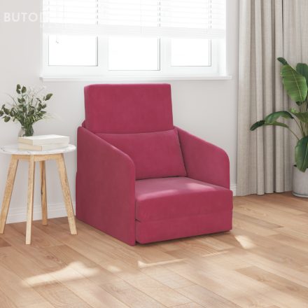 vidaXL Földi Kanapéágy 2 az 1-ben Burgundi Vörös 65x80x83 cm Bársony