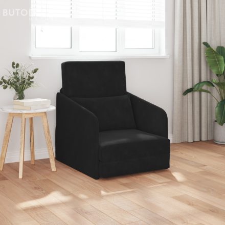 vidaXL Padlószönyeg Kanapéágy 2 az 1-ben Fekete 65x80x83 cm Bársonyos