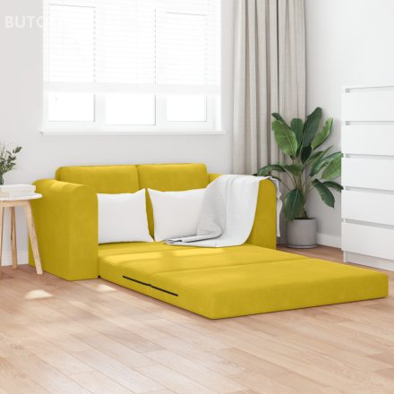 vidaXL Padlószönyeg Kanapéágy 2 az 1-ben Sárga 148x71x83 cm Bársonyos