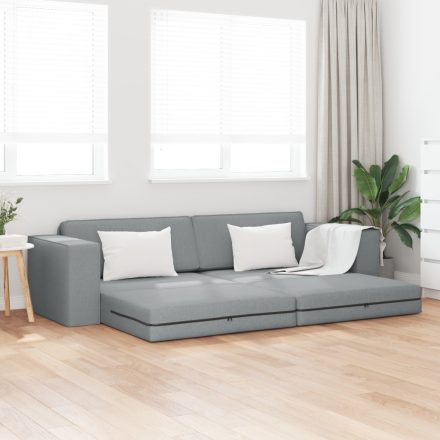 vidaXL Földi Kanapé Ágy 2 az 1-ben Világosszürke 245x150x60.5 cm Szövet