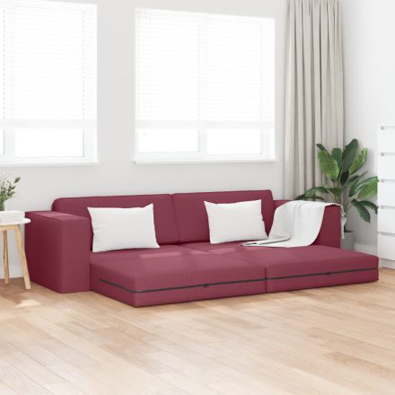 vidaXL Földi Kanapé Ágy 2 az 1-ben Borvörös 245x150x60.5 cm Szövet