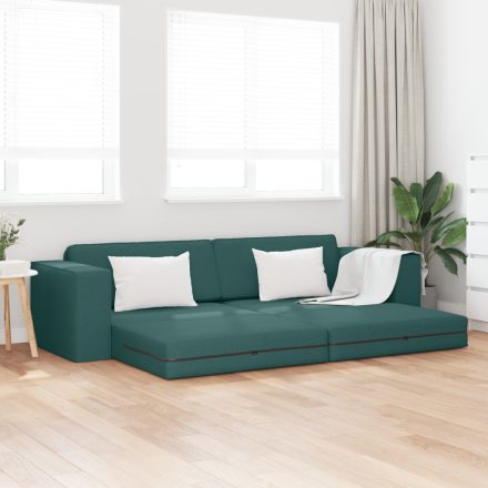 vidaXL Padlókanapé ágy 2 az 1-ben Sötét Zöld 245x150x60.5 cm Szövet