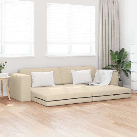 vidaXL Padló Kanapéágy 2 az 1-ben Krém 245x150x60.5 cm Szövet