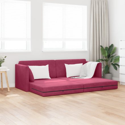vidaXL Padlókanapé Ágy 2 az 1-ben Bordó 213x144x60 cm Bársony