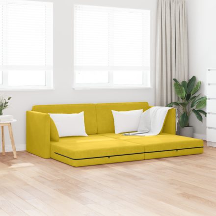 vidaXL Földi Kanapé Ágy 2 az 1-ben Sárga 213x144x60 cm Bársony