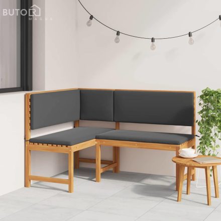 vidaXL Kerti Sarokpad párnákkal 140x100x91 cm Tömör akácfából