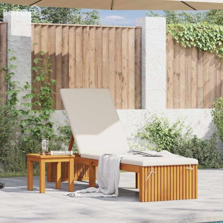 vidaXL Napozóágy Párnával 200 x 55 x 30 cm Tömör Akácfa