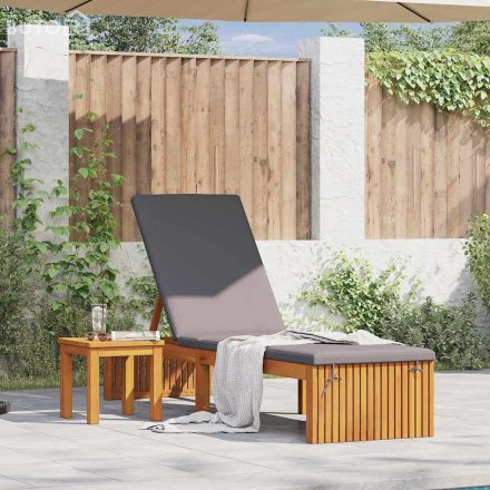 vidaXL Napozóágy párnával 200 x 55 x 30 cm, Tömör akácfa