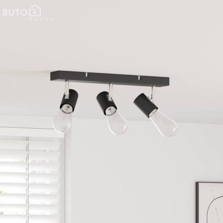 vidaXL mennyezeti spotlámpa 3 irányú állítható fekete E27