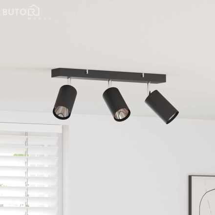vidaXL Mennyezeti Spotlámpa 3 Út Állítható Fekete GU10