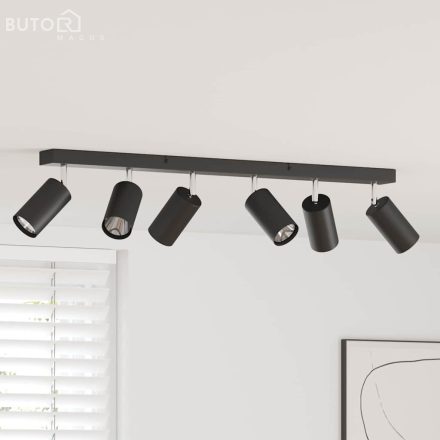 vidaXL mennyezeti spotlámpa 6 utas állítható fekete GU10