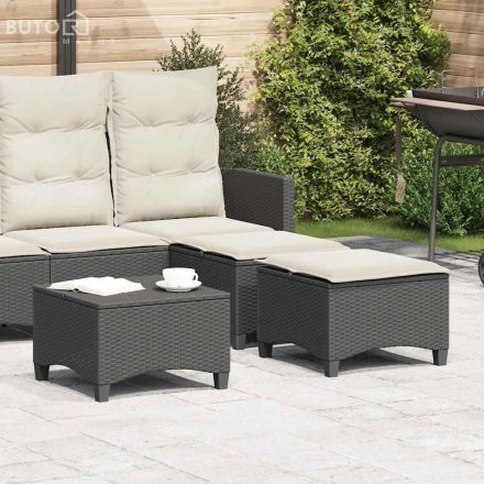 vidaXL 2 db fekete polirattan kerti székek párnákkal 55x55x36 cm