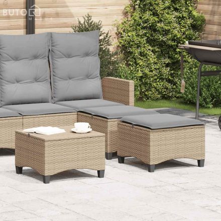 vidaXL 2 db bézs polirattan kerti székek párnákkal 55x55x36 cm