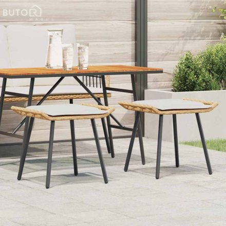 vidaXL Kertiszékek 2 db Természetes 50x40x45 cm Polirattan