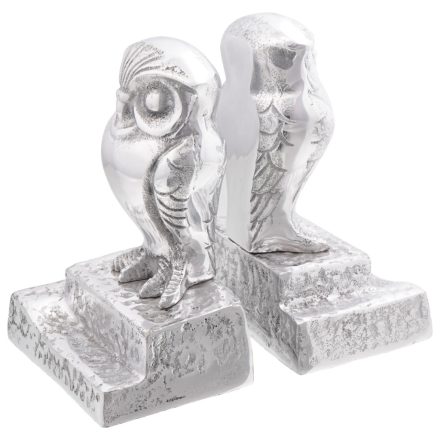 vidaXL Könyvtámaszok 2 db Ezüst 12x9x19 cm Alumínium Bagoly