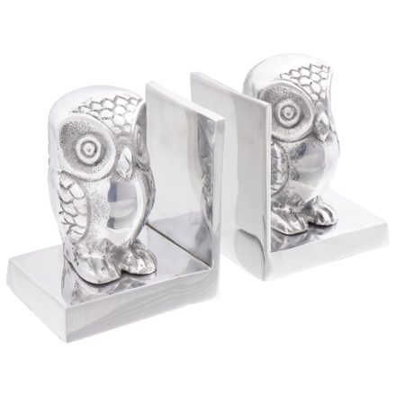 vidaXL Könyvtámaszok 2 db Ezüst 7x9x11 cm Alumínium Bagoly
