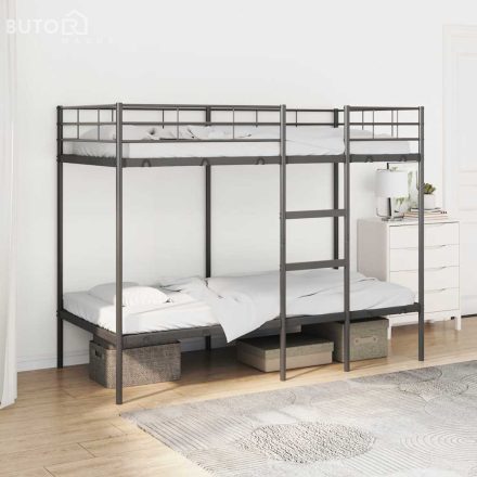 vidaXL fekete acél emeletes ágy matrac nélkül 100 x 190 cm