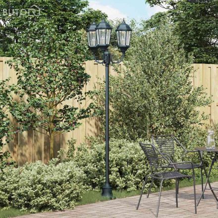 vidaXL Kerti Lámpaoszlop 3-Lámpás E27 Zöld 220 cm Alumínium