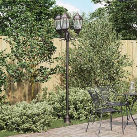 vidaXL Kerti Lámpaoszlop 3-Lámpás E27 Bronz 220 cm Alumínium