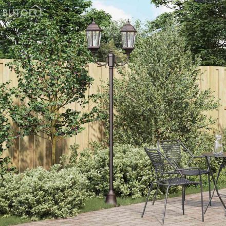 vidaXL Kert Világítóoszlop 2-Lámpás E27 Bronz 220 cm Alumínium