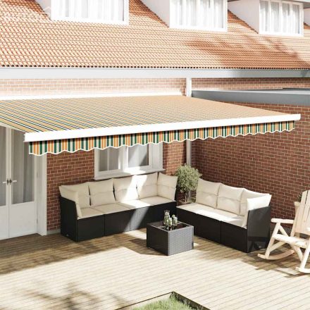 vidaXL Pavilon Díszítő Szegély Zöld és sárga 4.8 x 0.2 m Vászon