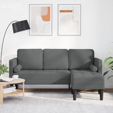vidaXL 3-Fős L-Alakú Kanapé Sötétszürke 160 cm Szövet