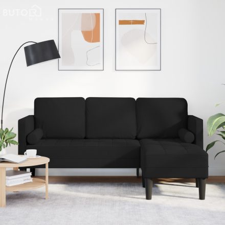 vidaXL 3 személyes L-alakú kanapé Fekete 160 cm Szövet