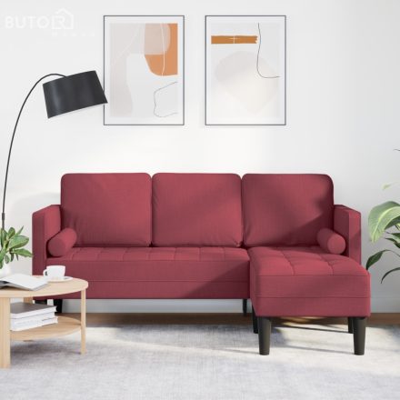 vidaXL 3-Fős L-alakú kanapé Bordó 160 cm Szövet