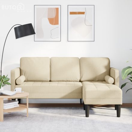 vidaXL 3-üléses L-alakú kanapé Krém 160 cm Szövet