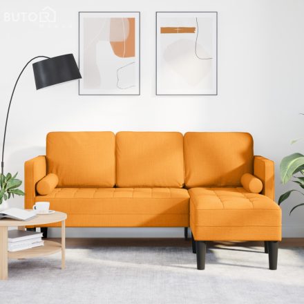 vidaXL 3-üléses L-alakú kanapé Sötét Sárga 160 cm Szövet