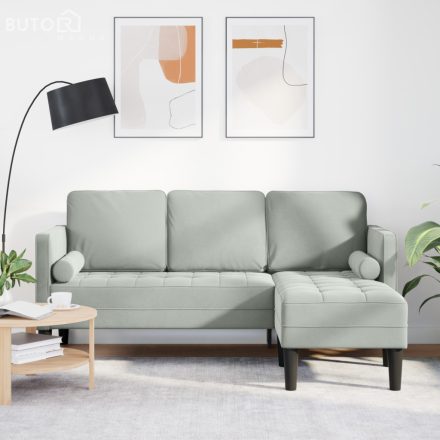 vidaXL 3-Fős Kanapé Chaise L alakú Világosszürke 160 cm Pamut
