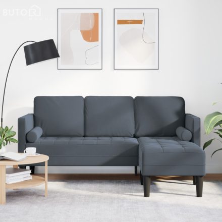 vidaXL 3-Személyes Kanapé L-alakú Tágas Szürke 160 cm Velúr