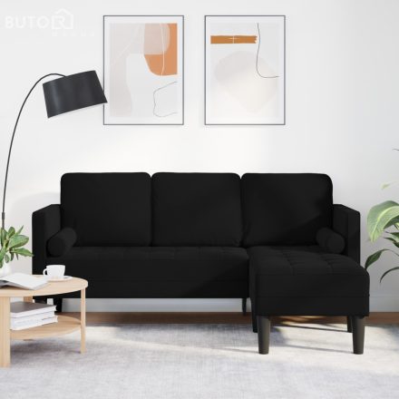 vidaXL 3-fős kanapé chaise longue - L alakú, fekete, 160 cm bársony