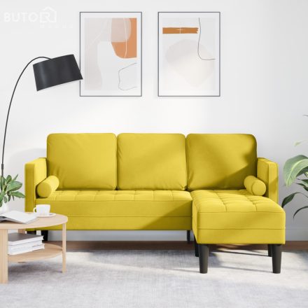vidaXL L-alakú Kanapé Sárga 173x131x67 cm Bársony