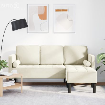 vidaXL L-alakú Kanapé Krém 173x131x67 cm Bársony