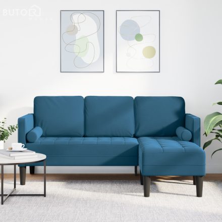 vidaXL L-alakú kanapé Kék 173x131x67 cm Velúr