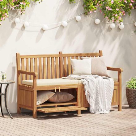 vidaXL Kerti Tároló Pad tárolóval Barna 150 x 60 x 90 cm Tömör tíkfa