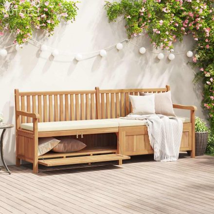 vidaXL Kerti Tároló Pad tárolóval Barna 228 x 60 x 90 cm Tömör tíkfa