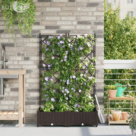 vidaXL Kert Cserép Trellis-szel 2 db Barna 80x40x125.5 cm