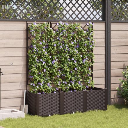 vidaXL Kertvirágcserép rácsos 3 db Barna 120x40x143 cm
